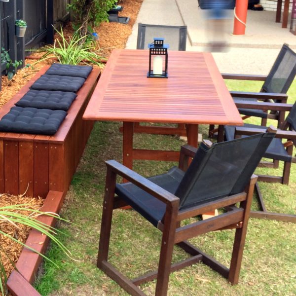 Timber garden edging and outdoor seating